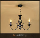Modern black iron scrollwork chandelier living room light