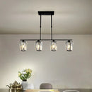 DecorBites™ Modern Black Metal Island Chandelier with Cylindrical Crystal Shade - 3/4 Heads