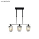 DecorBites™ Modern Black Metal Island Chandelier with Cylindrical Crystal Shade - 3/4 Heads