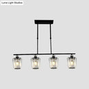 DecorBites™ Modern Black Metal Island Chandelier with Cylindrical Crystal Shade - 3/4 Heads