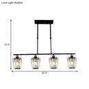 DecorBites™ Modern Black Metal Island Chandelier with Cylindrical Crystal Shade - 3/4 Heads