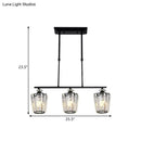 DecorBites™ Modern Black Metal Island Chandelier with Cylindrical Crystal Shade - 3/4 Heads