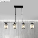 DecorBites™ Modern Black Metal Island Chandelier with Cylindrical Crystal Shade - 3/4 Heads