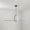 DecorBites™ Modern Black Metal Stick and Ring LED Pendant Lamp for Dining Room Island