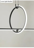 DecorBites™ Modern Black Metal Stick and Ring LED Pendant Lamp for Dining Room Island