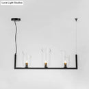 DecorBites™ Modern Black Metallic Linear Chandelier with Oblique Clear Shade, LED Pendant Light - Warm/White Illumination
