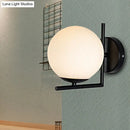Modern black opal glass globe wall sconce bedroom light fixture