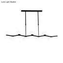 DecorBites™ Modern Black Wavy Pendant Light - 7-Light White Glass Ceiling Island Lamp with Extendable Rods