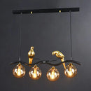 Modern bird branch island pendant light – dining room amber glass