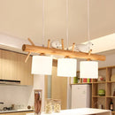 DecorBites™ Modern Branch Island Pendant Light with LED, Wood Dining Room Ceiling Light and Cream Glass Shade