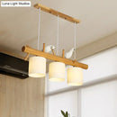 DecorBites™ Modern Branch Island Pendant Light with LED, Wood Dining Room Ceiling Light and Cream Glass Shade