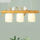 DecorBites™ Modern Branch Island Pendant Light with LED, Wood Dining Room Ceiling Light and Cream Glass Shade