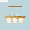 DecorBites™ Modern Branch Island Pendant Light with LED, Wood Dining Room Ceiling Light and Cream Glass Shade