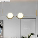 DecorBites™ Modern Brass 2-Head Island Pendant with Adjustable Cord - Ball White Glass Shade - Living Room Ceiling Light
