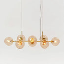 DecorBites™ Modern Brass Island Light with Dome Glass Shades - 8-Light Dining Room Suspension Lighting