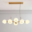 DecorBites™ Modern Brass Island Light with Dome Glass Shades - 8-Light Dining Room Suspension Lighting