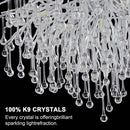 DecorBites™ Modern Chrome Chandelier with Crystal Raindrops