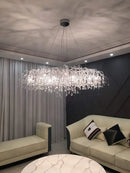 DecorBites™ Modern Chrome Crystal Chandelier - Long Raindrop Pendant