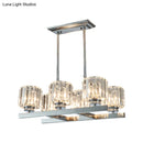 DecorBites™ Modern Chrome Crystal Island Light with 6 Cylinder Heads - Perfect for Dining Tables