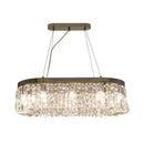 DecorBites™ Modern Chrome Oval Island Lamp with Crystal Accents - 10 Head Suspension Pendant Light for Dining Room