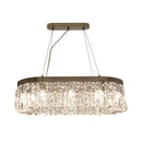 Modern chrome oval island lamp with crystal accents for dining room