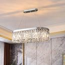DecorBites™ Modern Chrome Oval Island Lamp with Crystal Accents - 10 Head Suspension Pendant Light for Dining Room