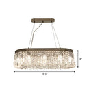 DecorBites™ Modern Chrome Oval Island Lamp with Crystal Accents - 10 Head Suspension Pendant Light for Dining Room