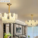 Modern gold crystal leaf ceiling light living room pendant