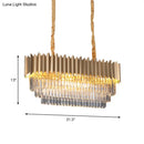 DecorBites™ Modern Clear Crystal Prisms Pendant Lamp - Oval Shape, 8 Heads, Gold Finish - for Dining Room and Kitchen Island Lighting