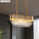 DecorBites™ Modern Clear Crystal Prisms Pendant Lamp - Oval Shape, 8 Heads, Gold Finish - for Dining Room and Kitchen Island Lighting