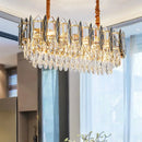 DecorBites™ Modern Clear Crystal Tiered Oblong Island Light Fixture - 10 Light Ceiling Pendant