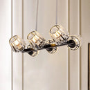 DecorBites™ Modern Conic Hanging Light Kit with Crystal Block - 4/6 Lights - Black