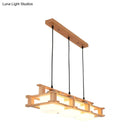 DecorBites™ Modern Cream Glass Cube Pendant Light with 3 Wooden Heads