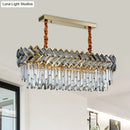 DecorBites™ Modern Crystal Ellipse Island Pendant Light - Elegant 10-Bulb Suspension Lighting for Dining Room - Black-Gold Finish