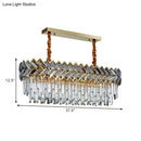 DecorBites™ Modern Crystal Ellipse Island Pendant Light - Elegant 10-Bulb Suspension Lighting for Dining Room - Black-Gold Finish
