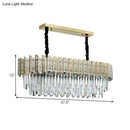 Modern gold island pendant light with crystal prisms dining room