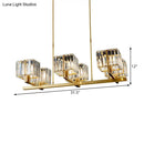 DecorBites™ Modern Crystal Island Pendant Light with 6 Bulbs and Gold Finish