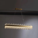 Modern brass plated crystal loop pendant light for dining room
