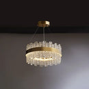 Modern brass plated crystal loop pendant light for dining room