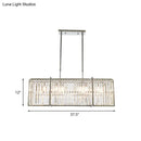 DecorBites™ Modern Crystal Rod Island Pendant – Rectangular with 5 Lights, Chrome Finish