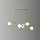 DecorBites™ Modern Curve Island Ceiling Light with Glass Ball Shade for Dining Room