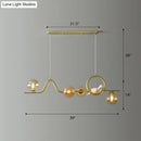DecorBites™ Modern Curve Island Ceiling Light with Glass Ball Shade for Dining Room