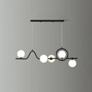 DecorBites™ Modern Curve Island Ceiling Light with Glass Ball Shade for Dining Room