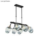 DecorBites™ Modern Dimpled Glass Wine Cup Island Light with 6/8/10-Head Black Suspended Fixture – Blue/Green Ombre