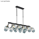 DecorBites™ Modern Dimpled Glass Wine Cup Island Light with 6/8/10-Head Black Suspended Fixture – Blue/Green Ombre