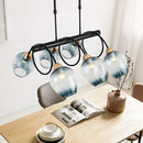 DecorBites™ Modern Dimpled Glass Wine Cup Island Light with 6/8/10-Head Black Suspended Fixture – Blue/Green Ombre