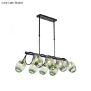DecorBites™ Modern Dimpled Glass Wine Cup Island Light with 6/8/10-Head Black Suspended Fixture – Blue/Green Ombre