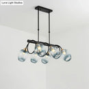 DecorBites™ Modern Dimpled Glass Wine Cup Island Light with 6/8/10-Head Black Suspended Fixture – Blue/Green Ombre