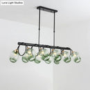 DecorBites™ Modern Dimpled Glass Wine Cup Island Light with 6/8/10-Head Black Suspended Fixture – Blue/Green Ombre