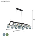 DecorBites™ Modern Dimpled Glass Wine Cup Island Light with 6/8/10-Head Black Suspended Fixture – Blue/Green Ombre